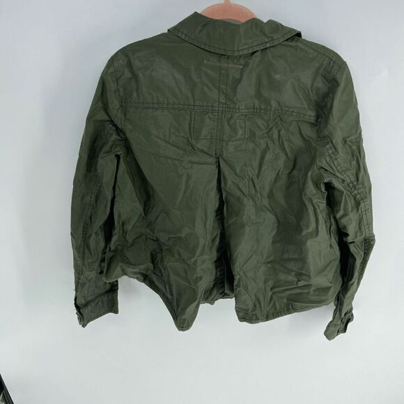 Anthropologie Hei Hei Women Army Green New Wax buttoned cropped field jacket XS - Picture 1 of 7